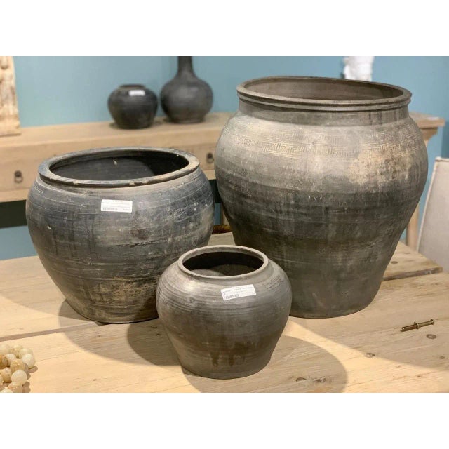 Early 20th Century Vintage Black Ceramic Pottery Vase For Sale - Image 4 of 5