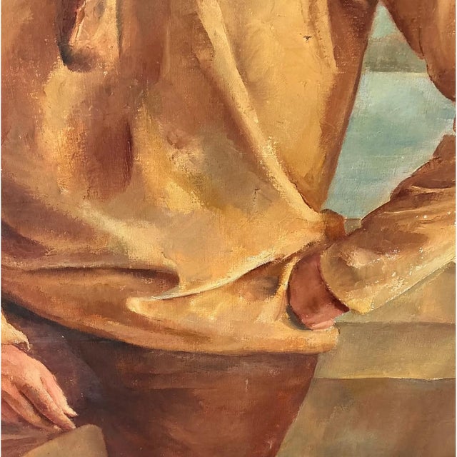 Monumental 1947 Zofia Tomek Framed Portrait Painting For Sale - Image 4 of 12