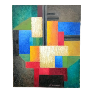 1970s Large French Original Oil Painting by Angelina Lavernia