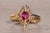 Dos Calle: Oval Ruby and Filigree Ring with Natural Diamonds in Yellow Gold For Sale - Image 9 of 11