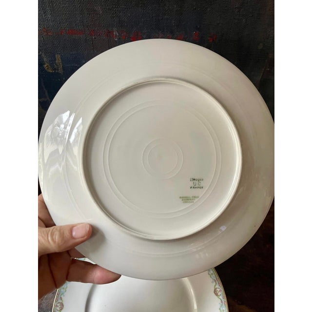 Set of Eleven (11) Limoges France Pink and Green Floral Plates for Marshall Fields For Sale In Chicago - Image 6 of 10