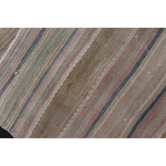 Vintage Turkish Kilim Runner Neutral Striped Beige Brown Wool Flatweave For Sale - Image 11 of 11