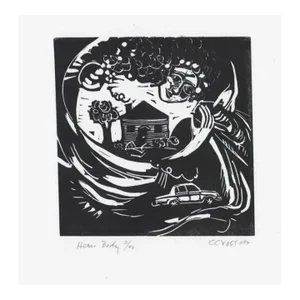1997 Home Body Linocut by Vess