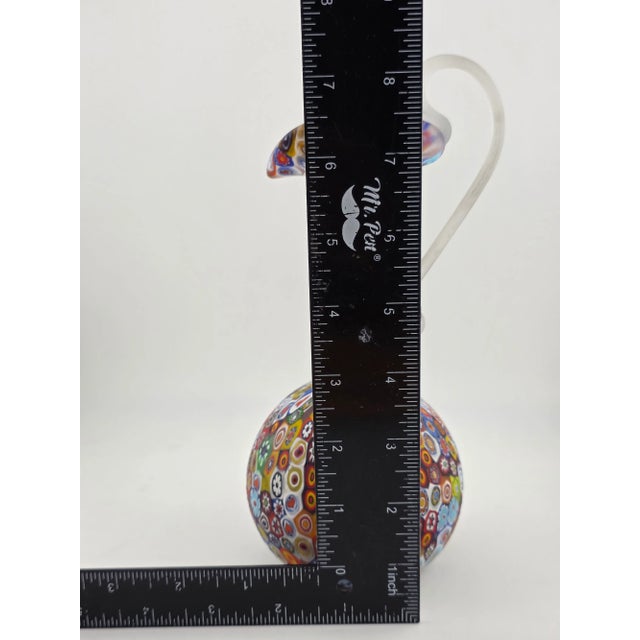 Glass Vintage Fratelli Toso Murano Millefiori Art Glass Vase Pitcher Colorful Floral Italy For Sale - Image 7 of 8