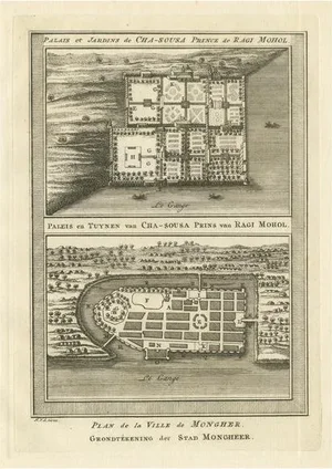 The Palace and Gardens of Shah Shuja and Plan of Munger by Jakob van der Schley