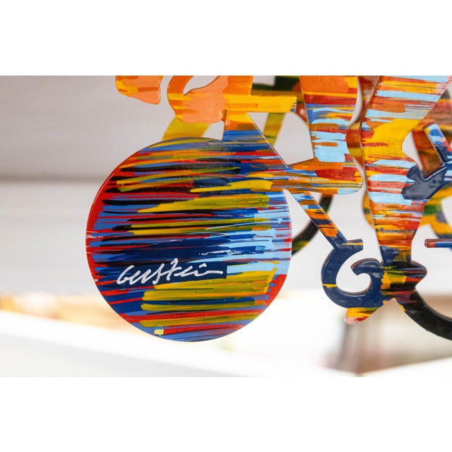 Pop Art David Gerstein Cyclists Signed Metal Wall Sculpture Contemporary Pop Art 56/295 For Sale - Image 3 of 9