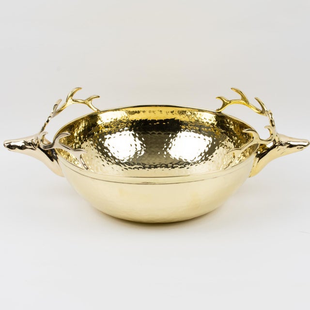 This exceptional Italian polished brass bowl or centerpiece was crafted circa 1980. The rare piece features an important...