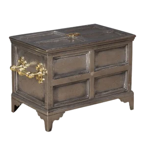 Antique Victorian Bound Strong Box in Cast Iron, 1850