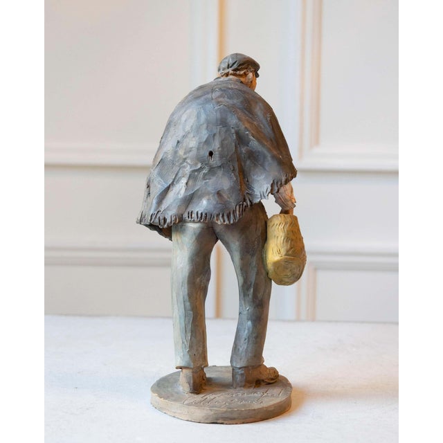 Gray 1968 Caltagirone Polychrome Terracotta Sculpture by Gaetano Romano For Sale - Image 8 of 13
