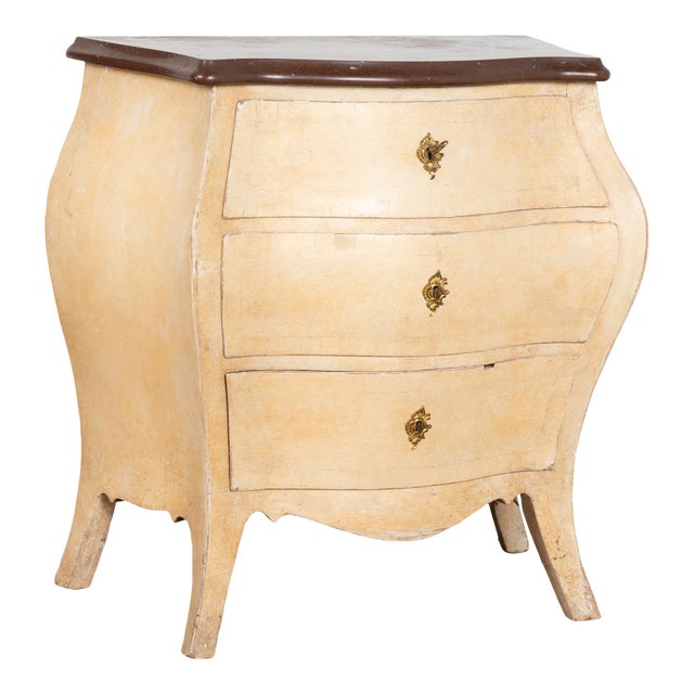 Yellow Bombay Chest of Three Drawers With Marble Top, Sweden Circa 1890 For Sale