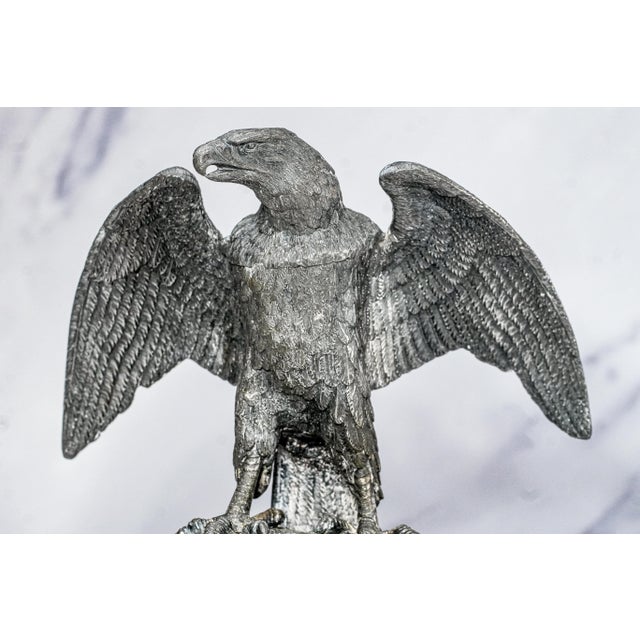 Victorian Patriotic American Bald Eagle Antique Victorian Sculpture Statue Desk Inkwell For Sale - Image 3 of 14