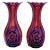 Antique Three-Color Blue, White & Cranberry Overlay Bohemian Cut Glass Vases - a Pair For Sale