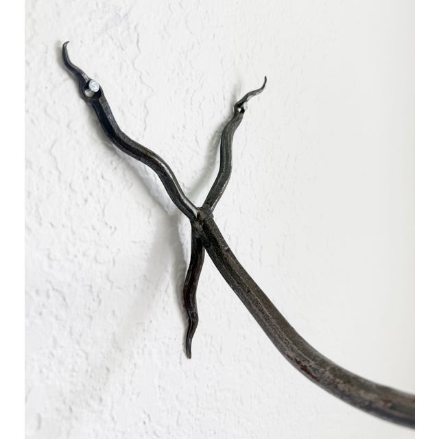 Mid 20th Century Hand-Forged Metal Wall Sconce Candelabra For Sale - Image 5 of 9