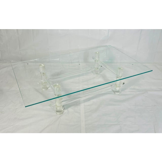 Glass Lucite Rod & Glass Coffee Table Attributed to Les Prismatiques, 1970s For Sale - Image 7 of 18