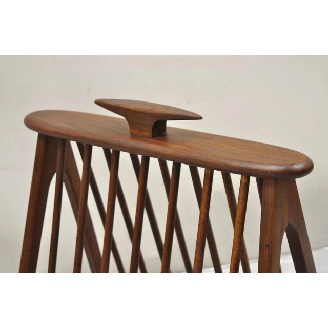 Arthur Umanoff Arthur Umanoff Mid 20th Century Danish Modern Teak Wood Compass Book & Magazine Rack For Sale - Image 4 of 11