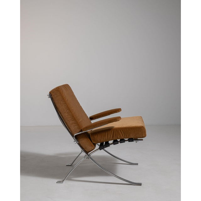 1960s 1960-1969 Italy Warm Burnt Orange Chrome-Frame Lounge Chair For Sale - Image 5 of 11