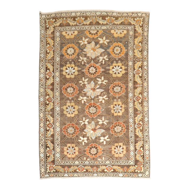 Early 20th Century Brown Persian Veramin Rug - 4'6" x 6'5" For Sale