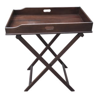 English Butlers Tray on Stand Table, Campaign For Sale
