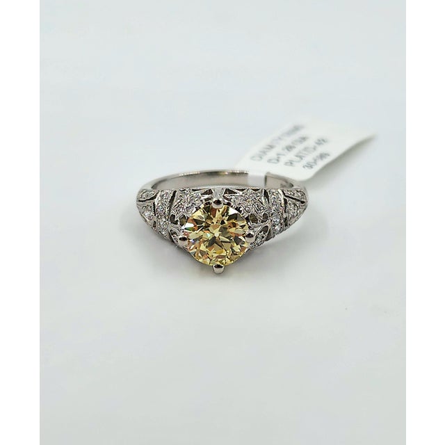 Yellow 1.70 Ct Gia Certified Natural Fancy Yellow Diamond Ring Size 6.5 For Sale - Image 8 of 9