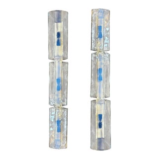 3 Tier 1970s Murano Glass Wall Sconces by Carlo Nason for Av Mazzega – Set of 2 For Sale