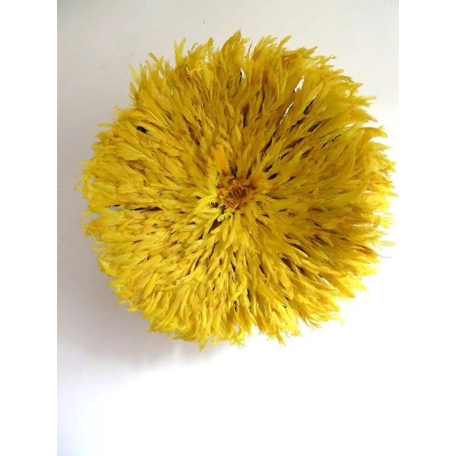 Art Deco Contemporary Home Décor Juju Hat Feathers in Yellow, 21 Century Wall Décor Feathers in Yellow For Sale - Image 3 of 6