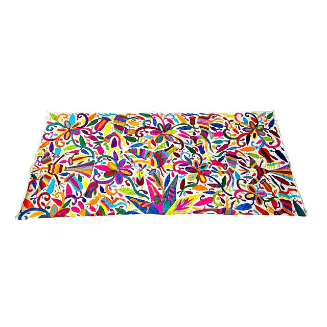 Mexican Vintage Mexican Otomi Hand Embroidered Textile Coverlet/Wall Hanging For Sale - Image 3 of 15