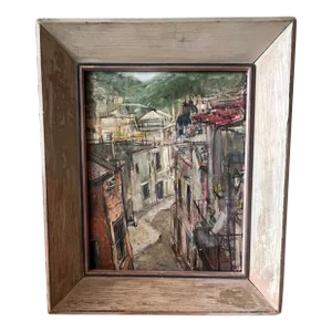 Pascal Cucaro, 1915-2004, Mid Century Modern Artist - 'Mexican Rooftops - Zechteca', Oil on Board