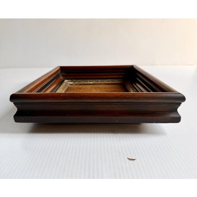 Victorian Antique Deep Dark Wood Picture Frame With Gold Detail, Wood Back 12x14” For Sale - Image 3 of 13