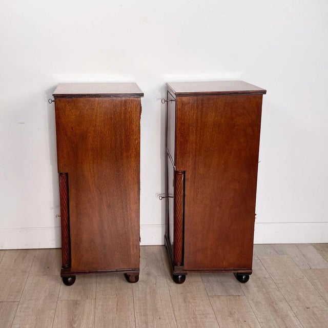 Early 19th Century Pair of Regency Mahogany One Drawer & Cabinet Pedestals, England Circa 1820 For Sale - Image 5 of 8