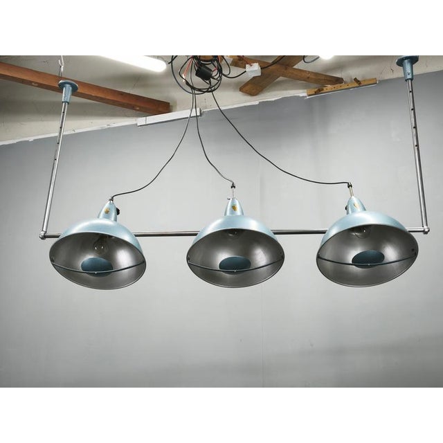 Industrial Italian Industrial 3-Light Chandelier from A.L.F Firenze, 1970s For Sale - Image 3 of 18