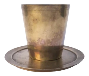 Late 19th Century Cast Bell Metal Beaker & Under Plate