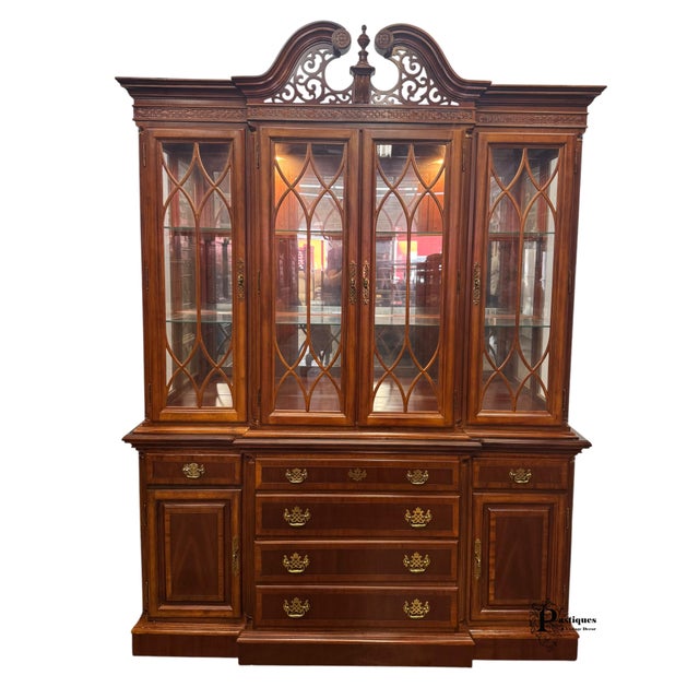Vintage Chippendale Style Mahogany China / Display Cabinet For Sale - Image 9 of 10