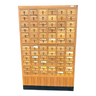 Mid Century Maple 72 Drawer Library Card Catalog For Sale