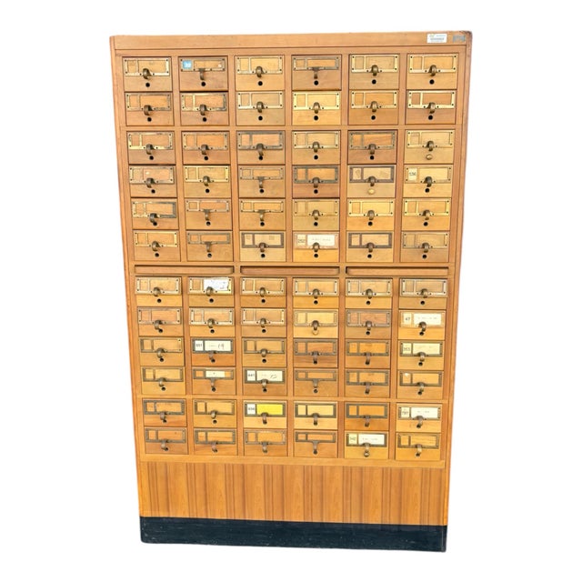 Mid Century Maple 72 Drawer Library Card Catalog For Sale