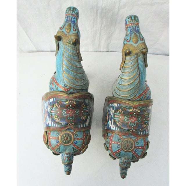 Chinese Vintage 1960s' Chinese Enamel Horses - a Pair For Sale - Image 3 of 11