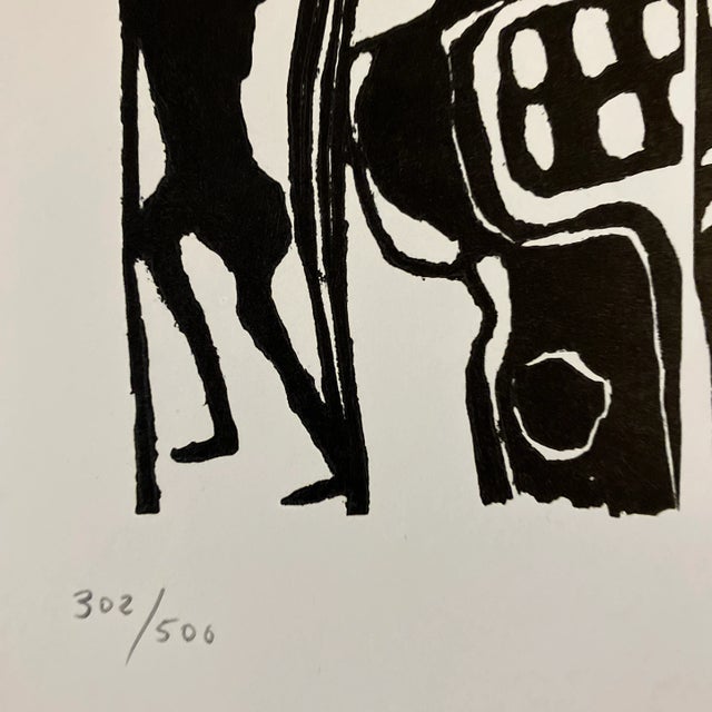 1960’s Original Vintage Abstract Wood Block Print Signed & Numbered For Sale - Image 4 of 5