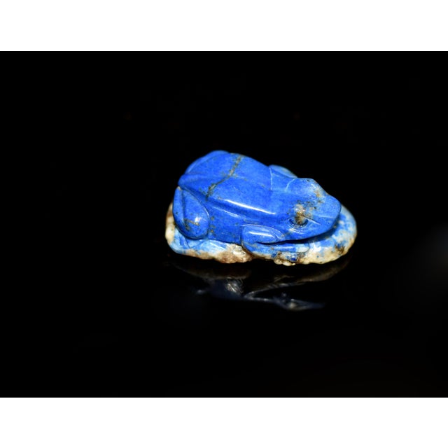 Blue Lapis Lazuli Frog Japanese Antique Blue Gemstone For Sale - Image 8 of 11
