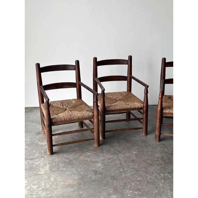 Farmhouse Rustic Pine Hearth Armchairs, France, Mid-20th Century — Set of Four For Sale - Image 3 of 18