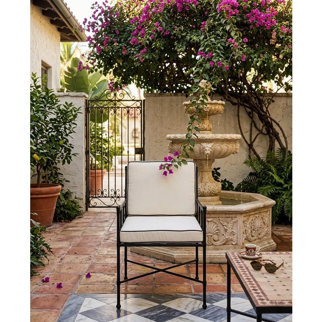 Classic Campaign-Style Wrought Iron Lounge Armchair For Sale - Image 10 of 11