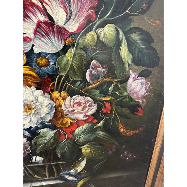 Traditional Italian Artist Signed Still Life Floral Oil Painting For Sale - Image 3 of 11
