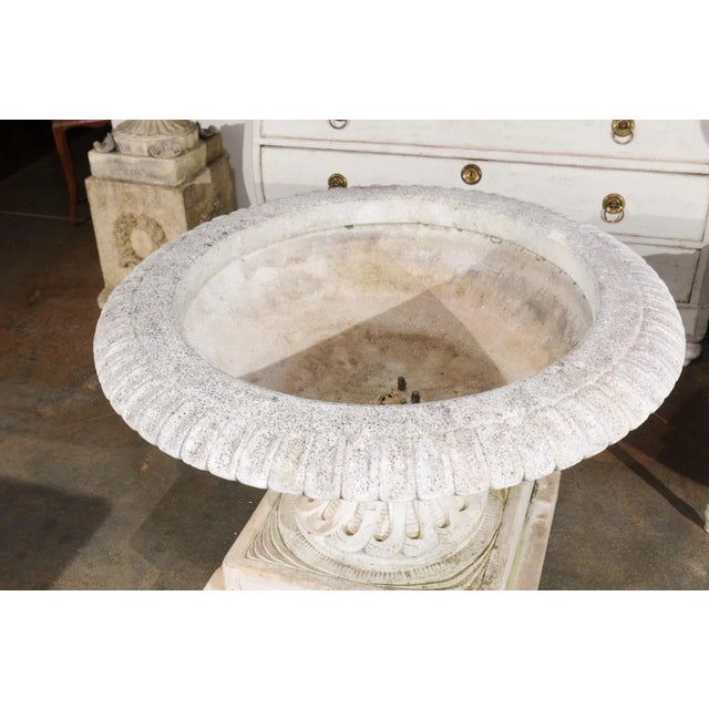English Vintage 20th Century Cast Stone Fountain with Scoop and Foliage Motifs For Sale - Image 9 of 13