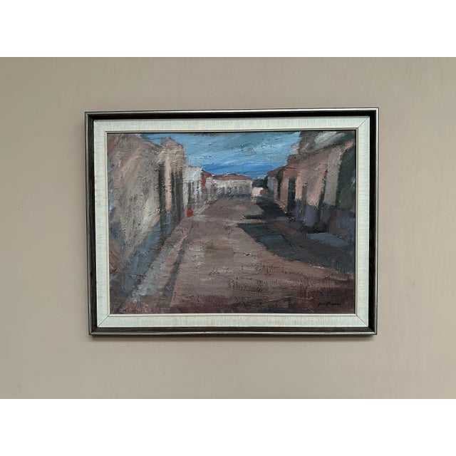 Jean Ragnar, Village Street with Houses, 1960s, Oil Painting on Canvas, Framed For Sale - Image 13 of 18