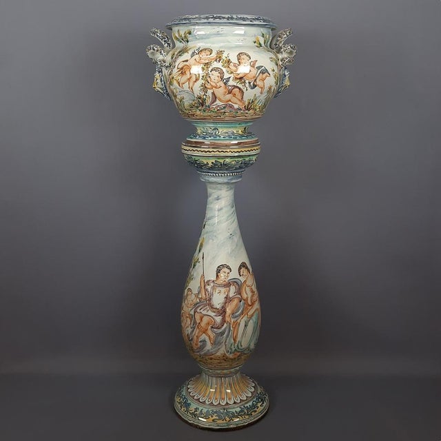 Large Column with Albissola Majolica Vase from Emmebi, 1960, Set of 2 For Sale - Image 17 of 17
