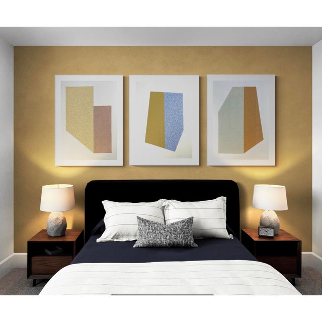 2020s Abstract Geometric Painting With Salmon and Yellow For Sale - Image 5 of 5