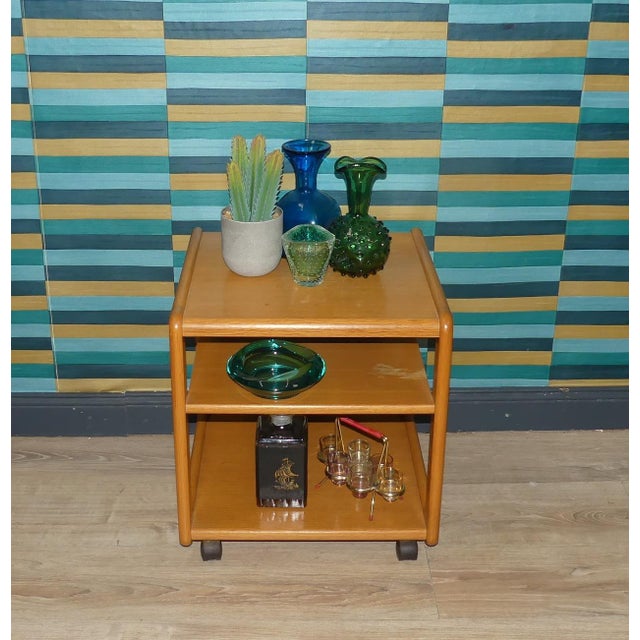 Modern Vintage Side Table with Wheels, 1990s For Sale - Image 3 of 10
