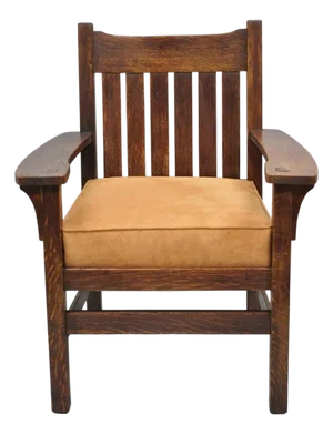 Antique Stickley & Brandt Mission Oak Arts & Crafts Arm Chair With Drop Seat
