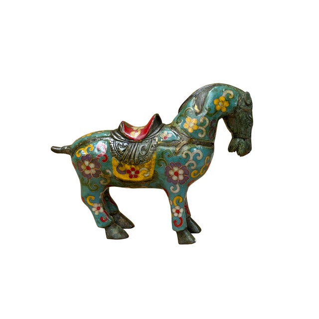 Capture the timeless elegance of traditional Asian artistry with this exquisite, vintage Chinese cloisonné enamel horse...