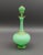 Mid 20th Century Mid 20th Century French Opaline Satin Green Gold Gilded Uranium Glass Decanter Bottle 9 3/8" For Sale - Image 5 of 9