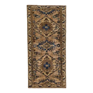 Mid 20th Century Vintage Persian Distressed Brown Handmade Medallion Wool Rug