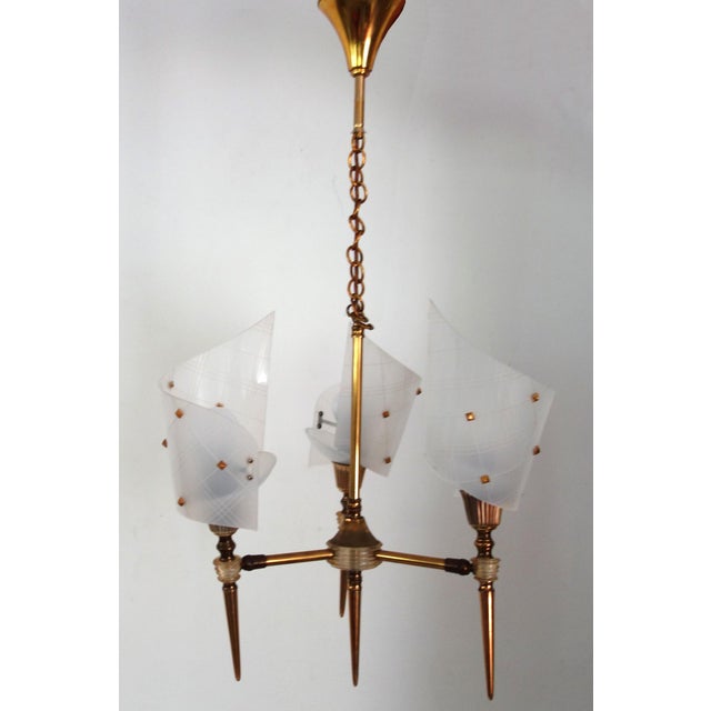 Mid-Century Modern Vintage 3-Light Chandelier, 1950s For Sale - Image 3 of 9